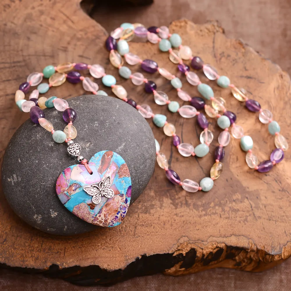 Olivenorma Amethyst Amazonite Citrine Rose Quartz Beaded Necklace