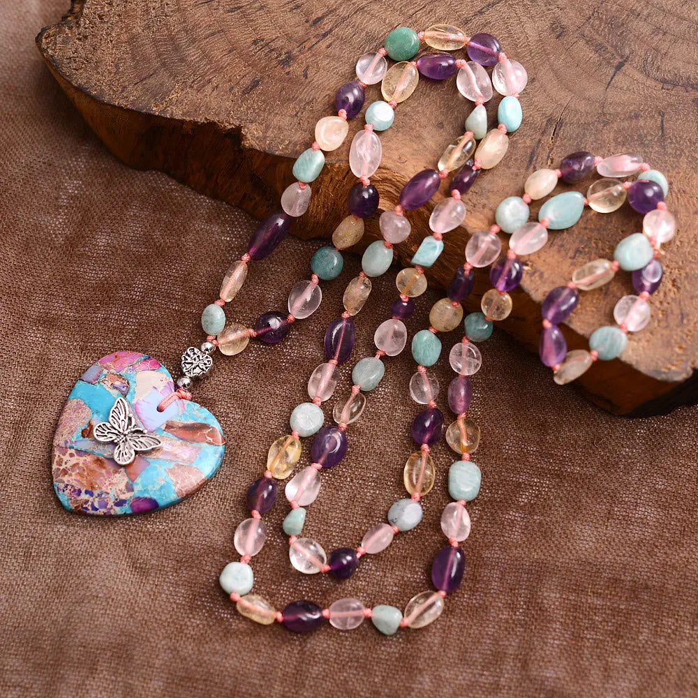 Olivenorma Amethyst Amazonite Citrine Rose Quartz Beaded Necklace
