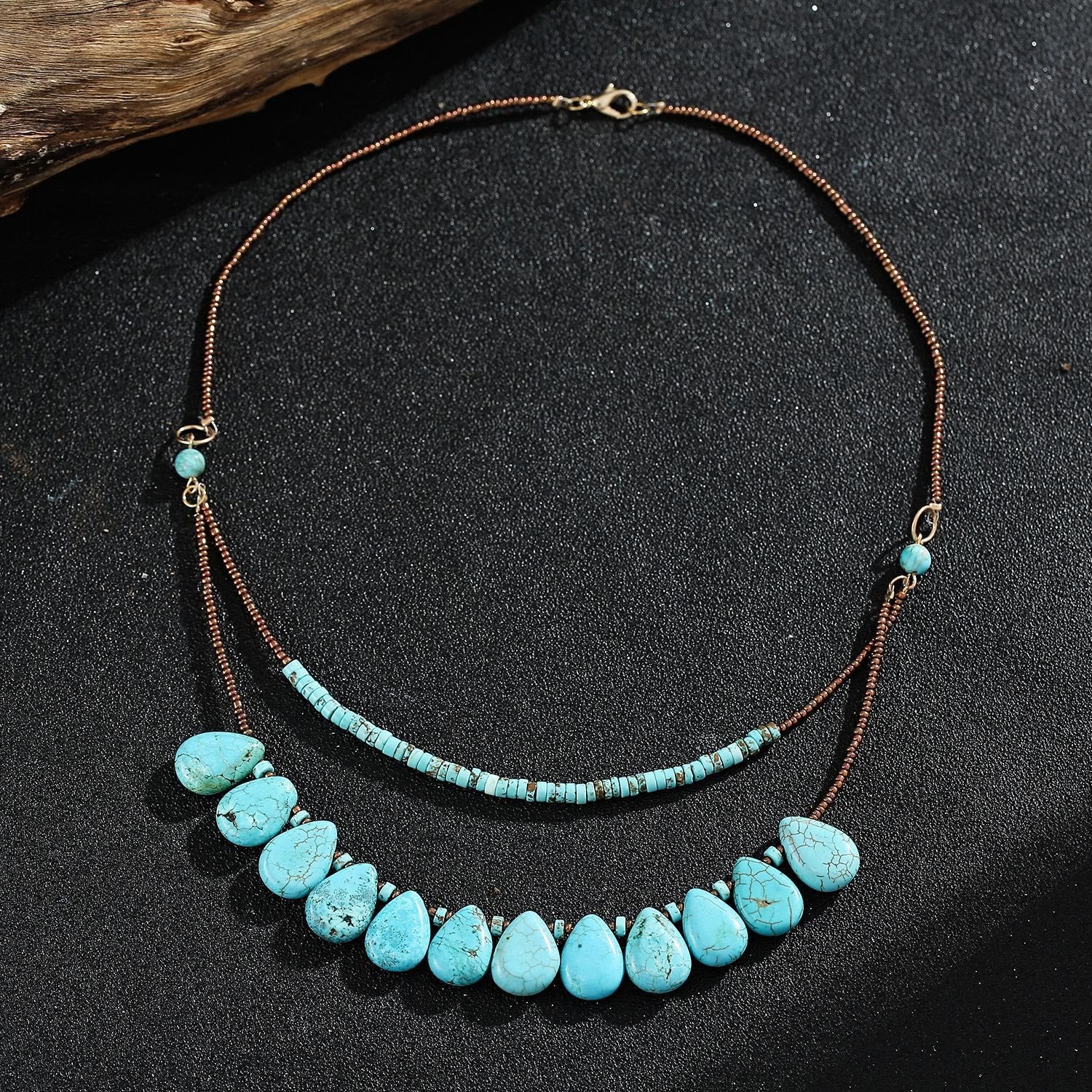Olivenorma Bohemian Natural Turquoise Delicate Necklace