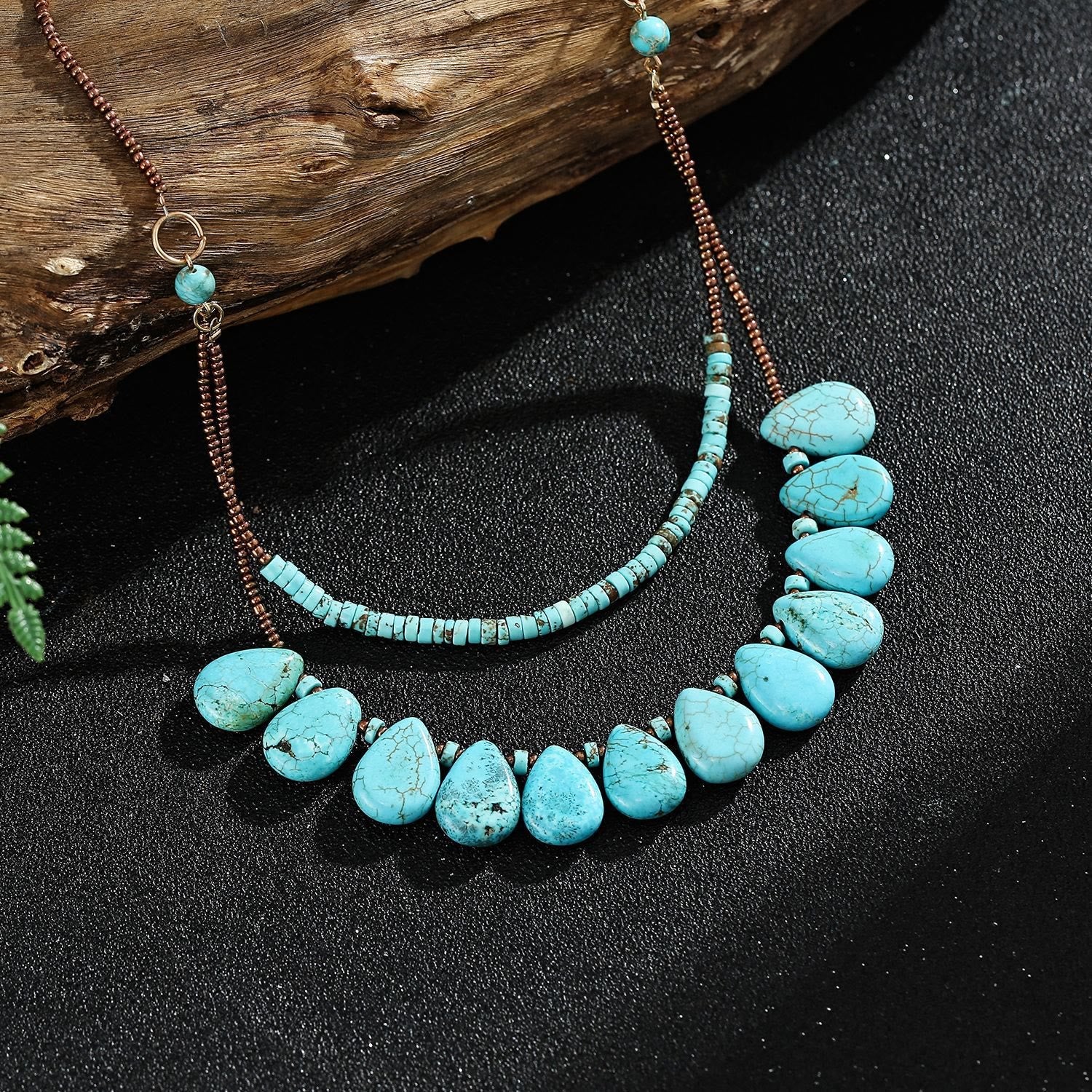 Olivenorma Bohemian Natural Turquoise Delicate Necklace