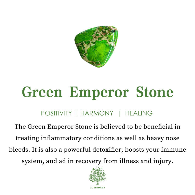 Olivenorma Black Onyx Beaded Green Emperor Stone Pendant Necklace