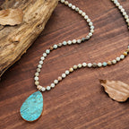 Olivenorma Amazonite Beaded Drop Pendant Necklace