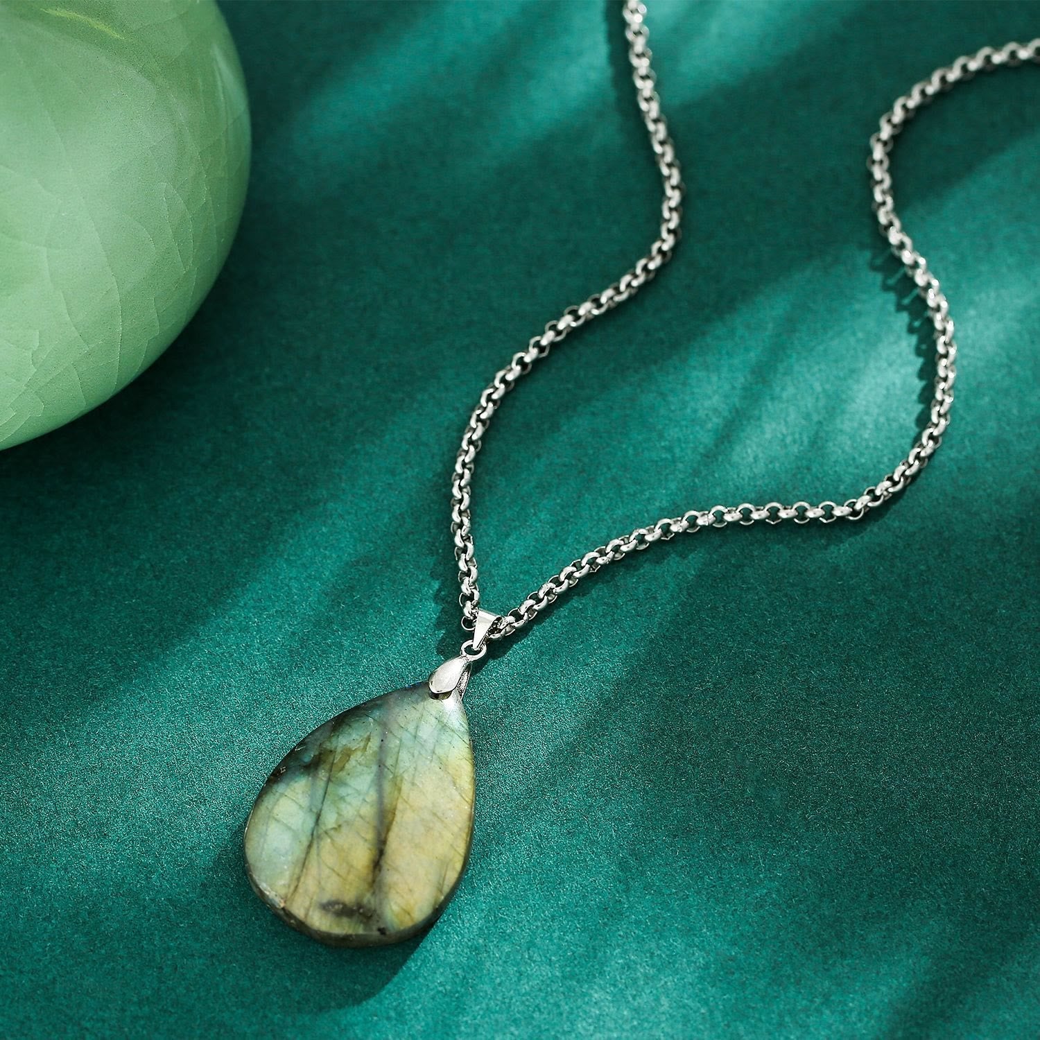 Olivenorma Labradorite Water Drop Pendant Necklace