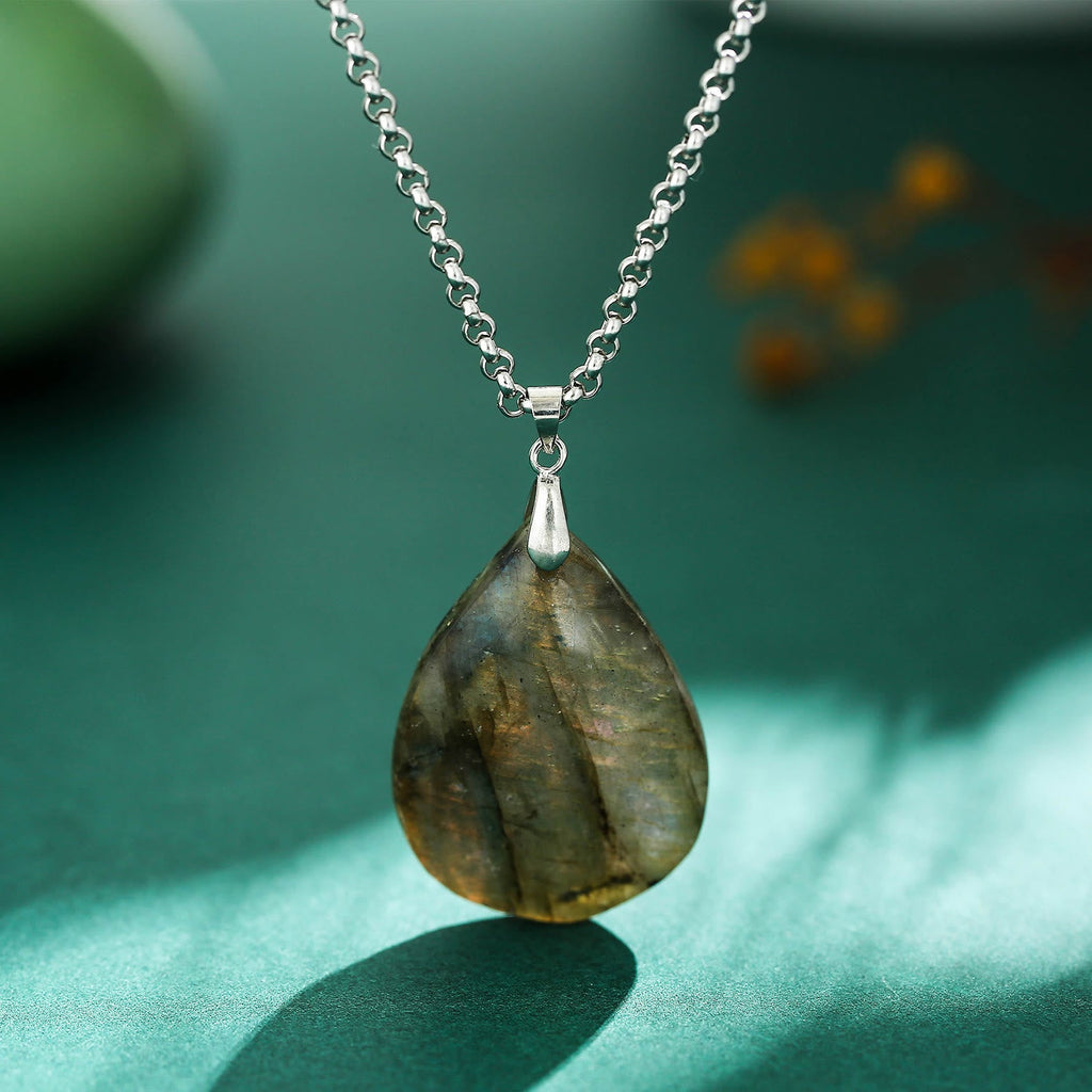 Olivenorma Labradorite Water Drop Pendant Necklace