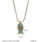 Olivenorma Natural Stone Cut Fish Shape Pendant Necklace