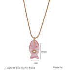 Olivenorma Natural Stone Cut Fish Shape Pendant Necklace