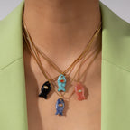 Olivenorma Natural Stone Cut Fish Shape Pendant Necklace