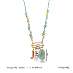Olivenorma Natural Stone Hamsa Pendant Colored Rope Necklace