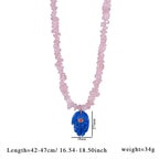 Olivenorma Irregular Crystal Bead Hamsa Pendant Necklace