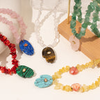 Olivenorma Irregular Crystal Bead Hamsa Pendant Necklace