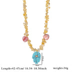 Olivenorma Irregular Crystal Bead Hamsa Pendant Necklace