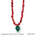 Olivenorma Irregular Crystal Bead Hamsa Pendant Necklace