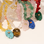 Olivenorma Irregular Crystal Bead Hamsa Pendant Necklace