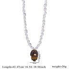 Olivenorma Irregular Crystal Bead Hamsa Pendant Necklace