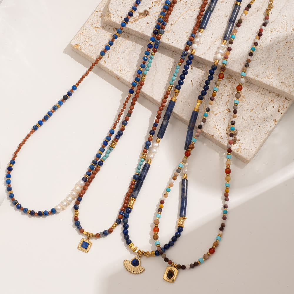 Olivenorma Natural Stone Beads Pendant Necklace