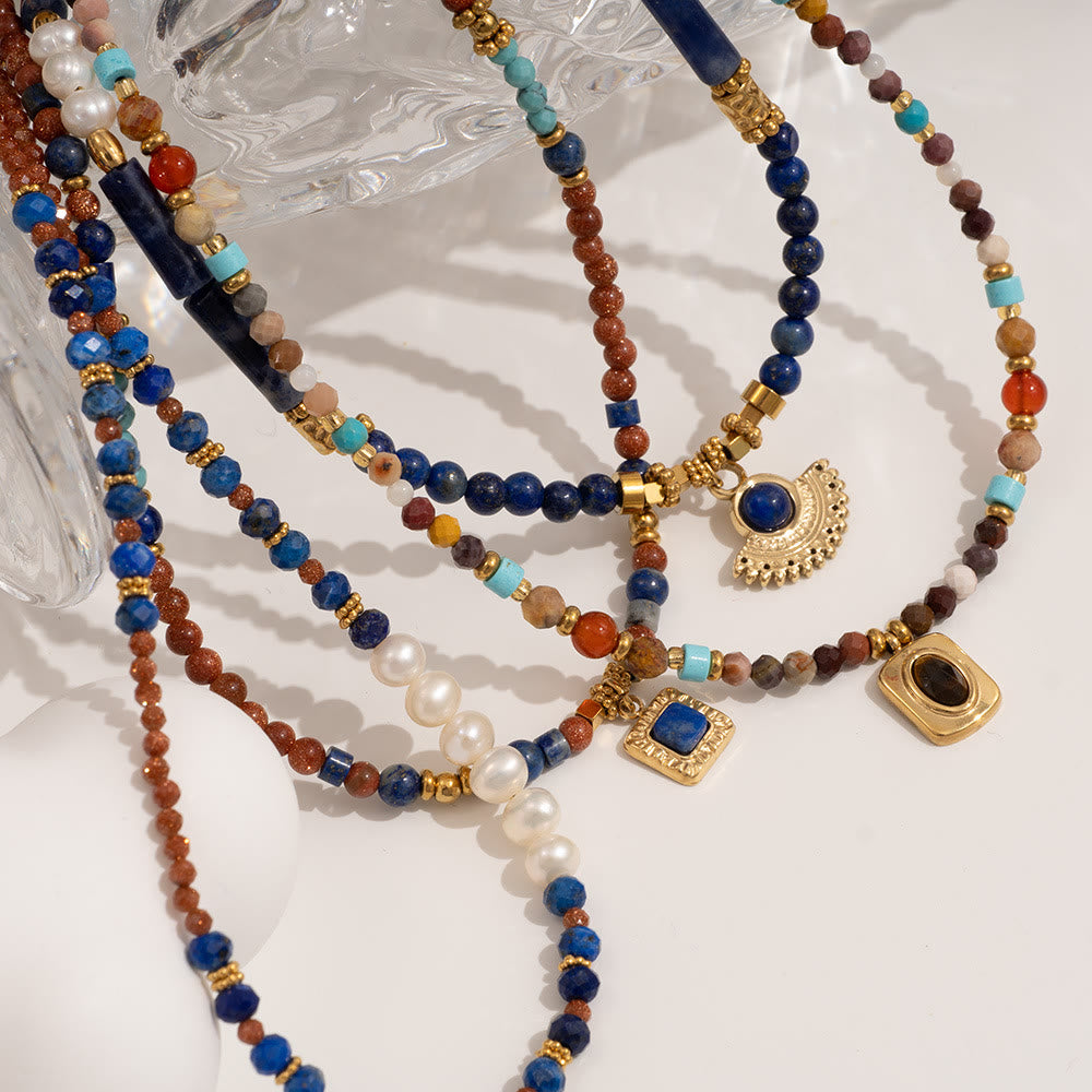 Olivenorma Natural Stone Beads Pendant Necklace