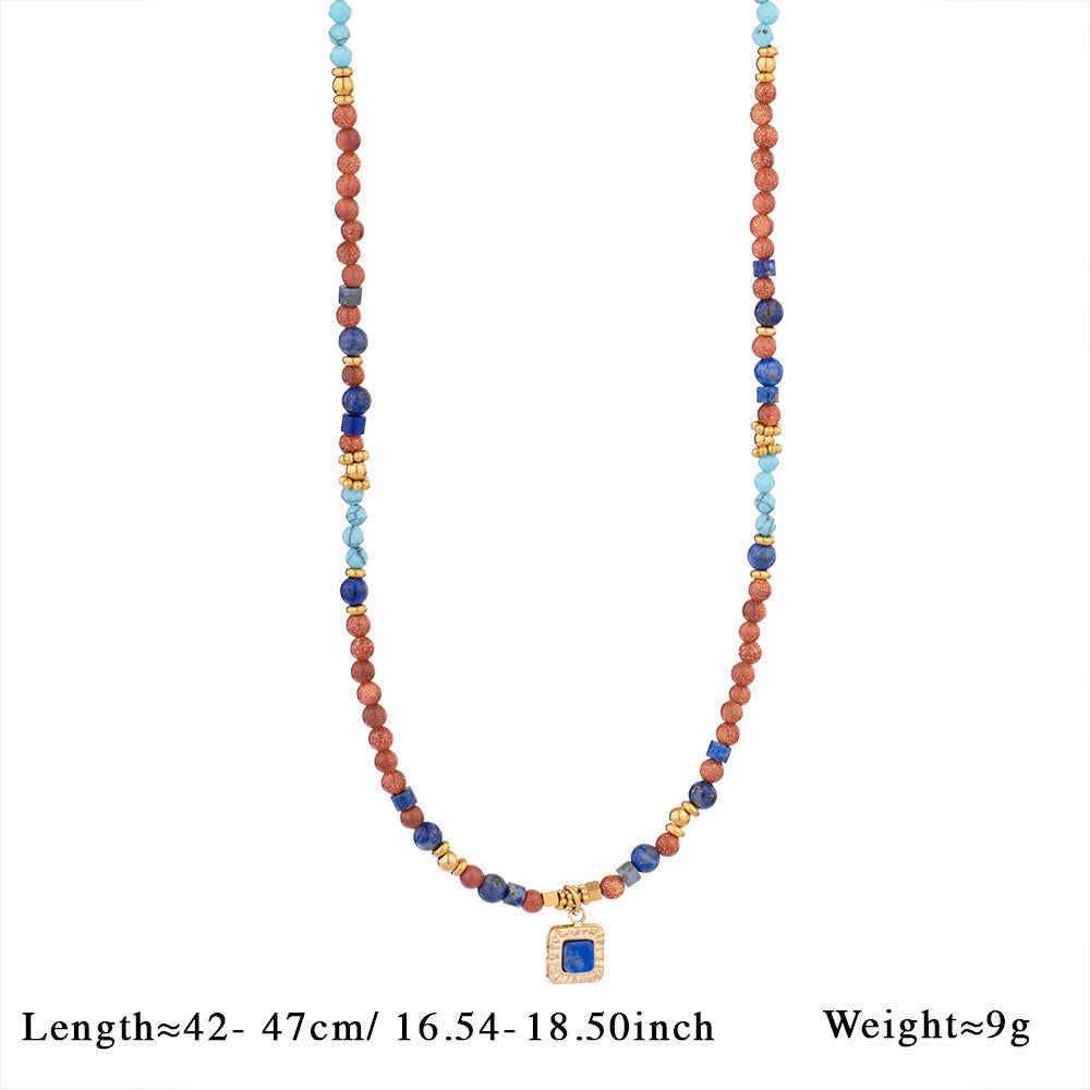Olivenorma Natural Stone Beads Pendant Necklace