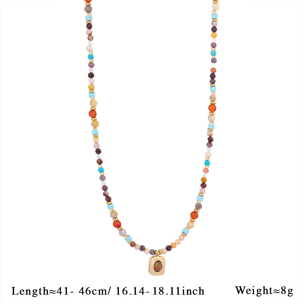 Olivenorma Natural Stone Beads Pendant Necklace