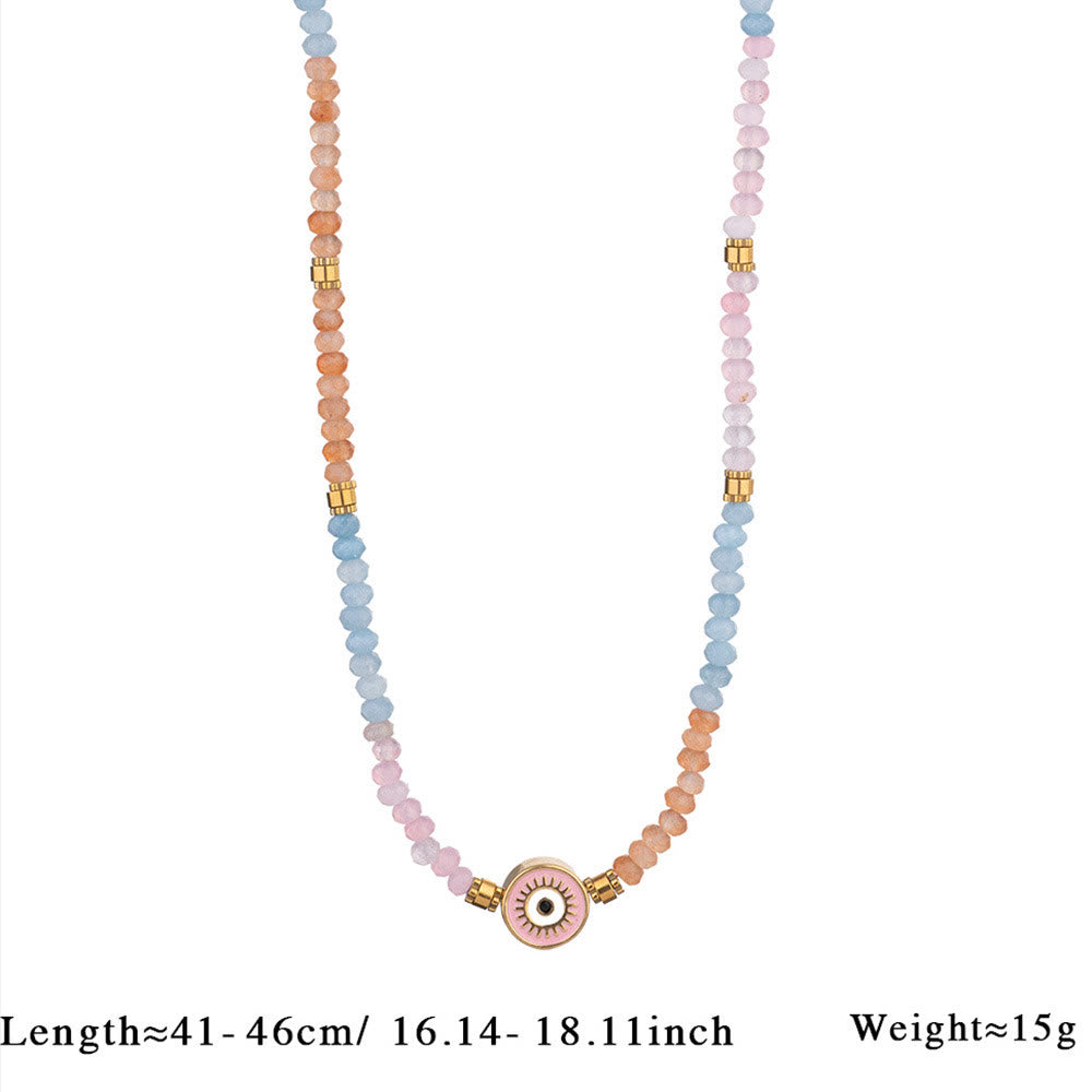 Olivenorma Natural Crystal Beads Evil Eye Pendant Necklace