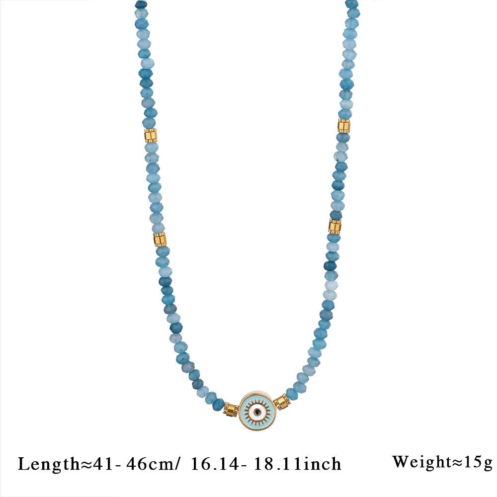 Olivenorma Natural Crystal Beads Evil Eye Pendant Necklace