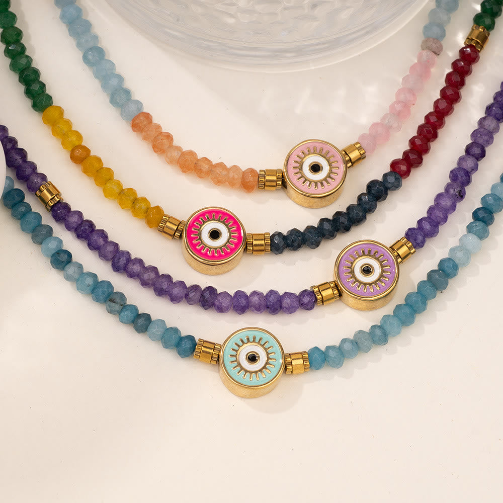 Olivenorma Natural Crystal Beads Evil Eye Pendant Necklace