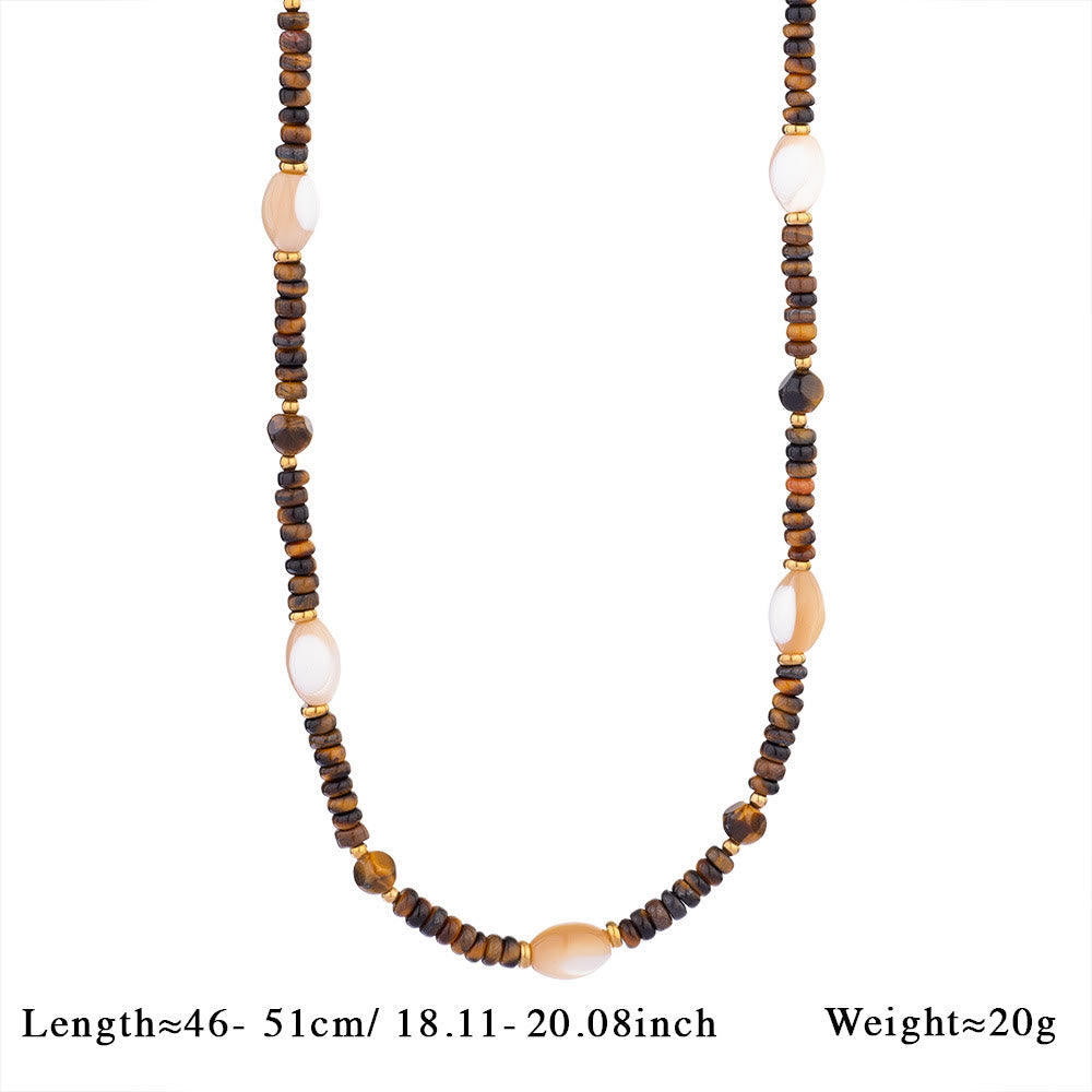 Olivenorma Vintage Natural Tiger Eye Bead Pendant Necklace
