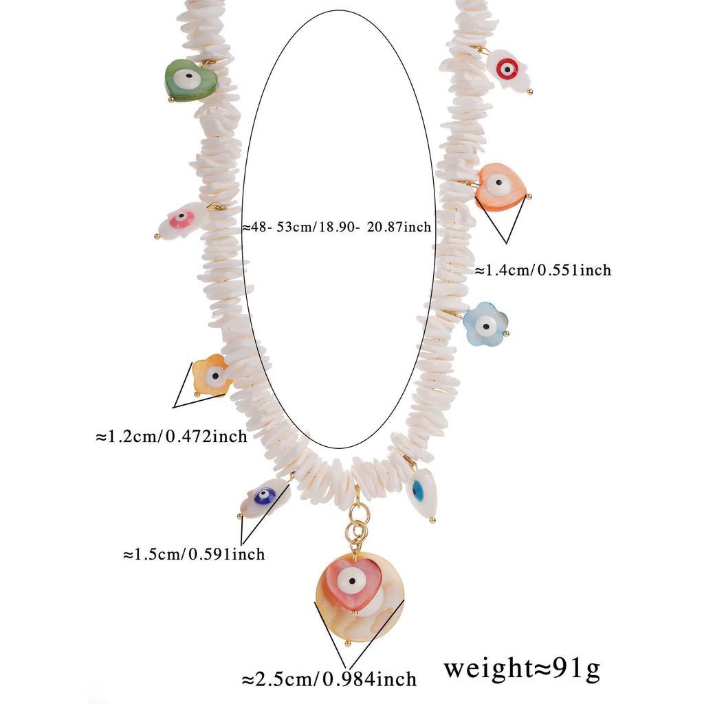 Olivenorma Natural Crystal Shell Beads Evil Eye Necklace