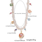 Olivenorma Natural Crystal Shell Beads Evil Eye Necklace