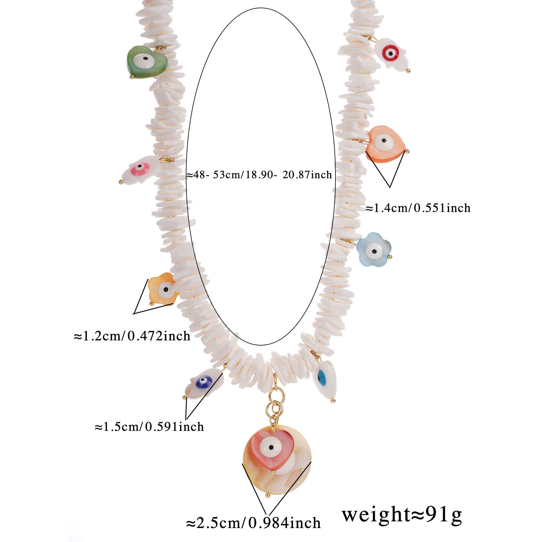 Olivenorma Natural Crystal Shell Beads Evil Eye Necklace