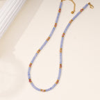 Olivenorma Amazonite Aquamarine Blue Chalcedony Beaded Necklace