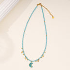 Olivenorma Amazonite Aquamarine Blue Chalcedony Beaded Necklace