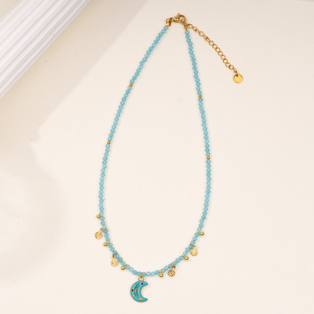 Olivenorma Amazonite Aquamarine Blue Chalcedony Beaded Necklace
