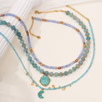 Olivenorma Amazonite Aquamarine Blue Chalcedony Beaded Necklace