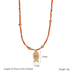 Olivenorma Natural Stone Beads Fish Carving Pendant Necklace