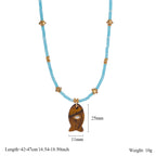 Olivenorma Natural Stone Beads Fish Carving Pendant Necklace