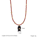 Olivenorma Natural Stone Beads Fish Carving Pendant Necklace