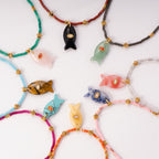 Olivenorma Natural Stone Beads Fish Carving Pendant Necklace