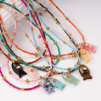 Olivenorma Natural Stone Beads Fish Carving Pendant Necklace