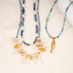 Olivenorma Crystal Beads Stainless Steel Fish Pendant Necklace