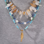 Olivenorma Crystal Beads Stainless Steel Fish Pendant Necklace