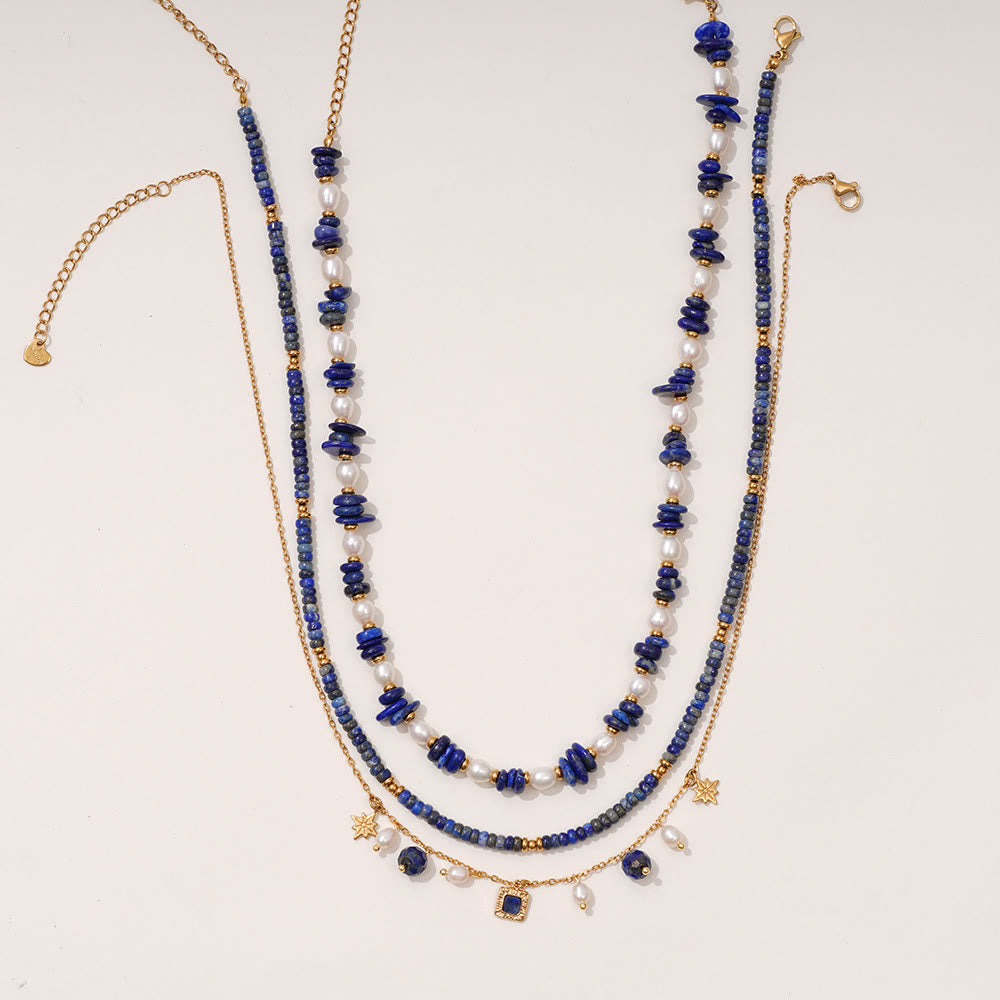 Olivenorma Freshwater Pearl Lapis Lazuli Beads Necklace