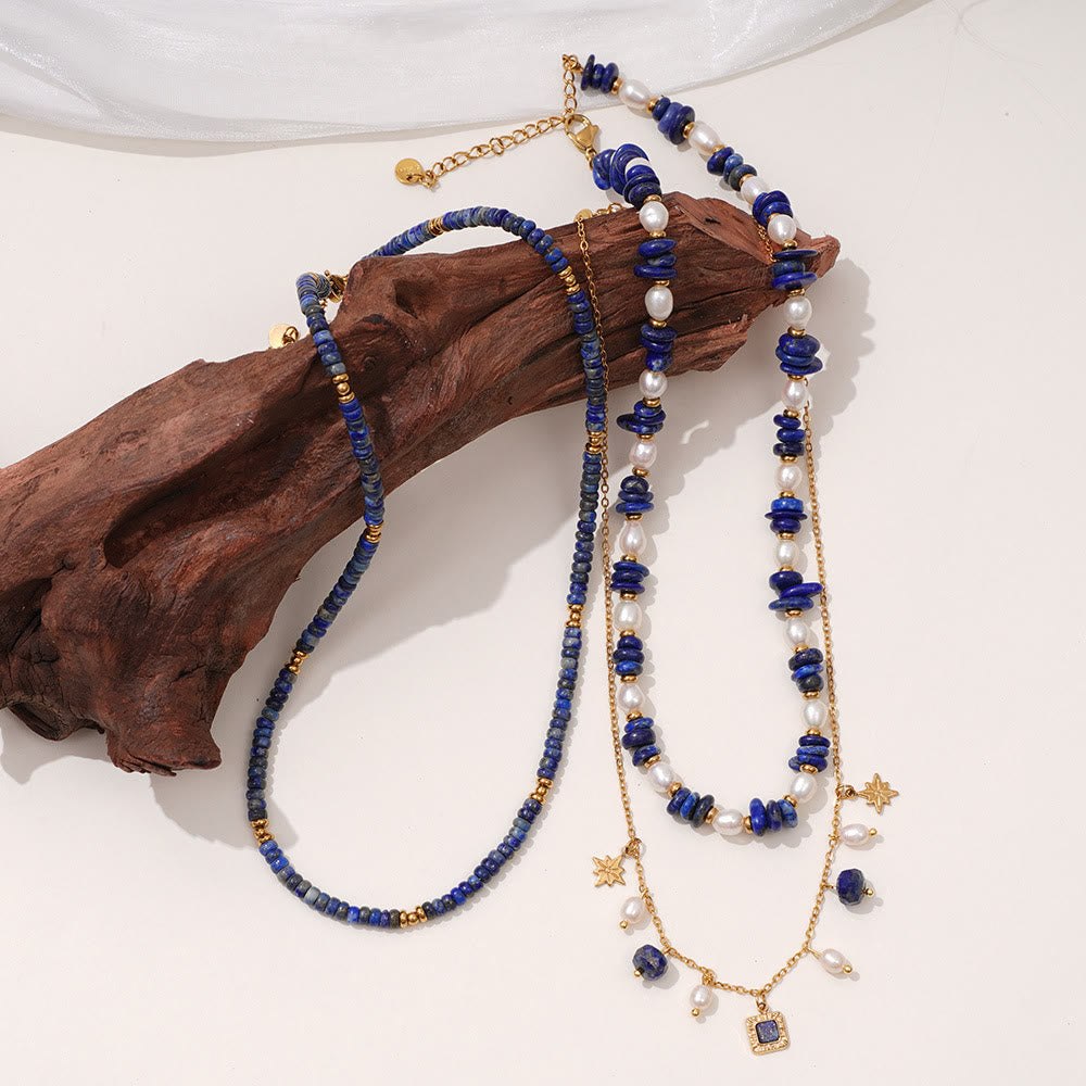 Olivenorma Freshwater Pearl Lapis Lazuli Beads Necklace