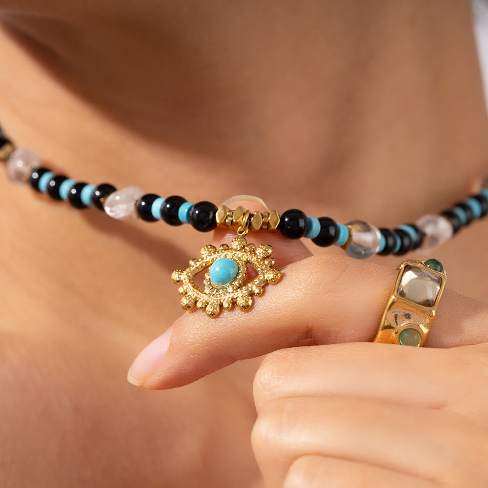 Olivenorma Amethyst Tiger Eye Beads Evil Eyenecklace