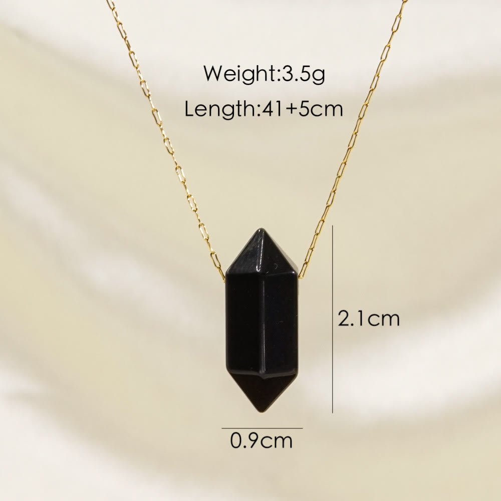 Olivenorma Crystal Double Point Pendant Titanium Steel Necklace