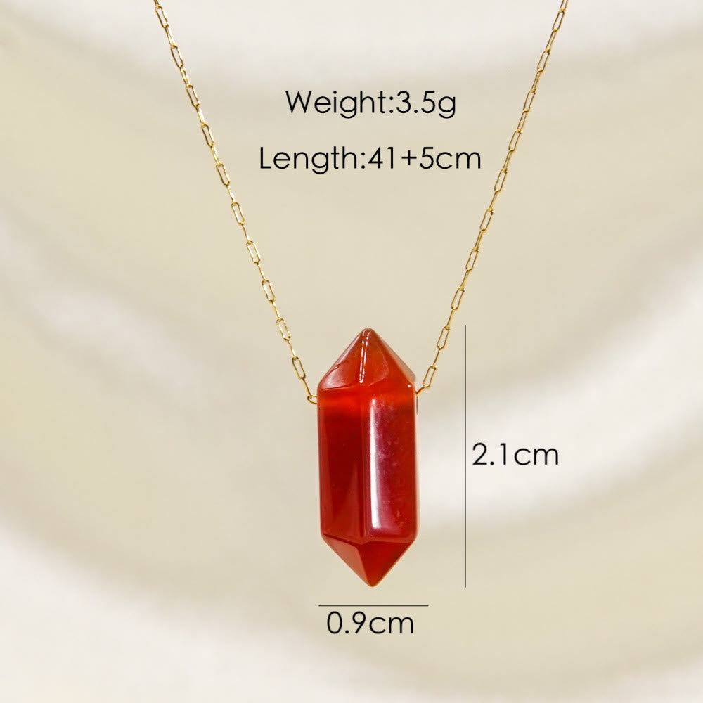 Olivenorma Crystal Double Point Pendant Titanium Steel Necklace