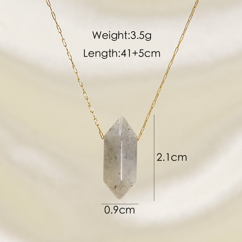 Olivenorma Crystal Double Point Pendant Titanium Steel Necklace