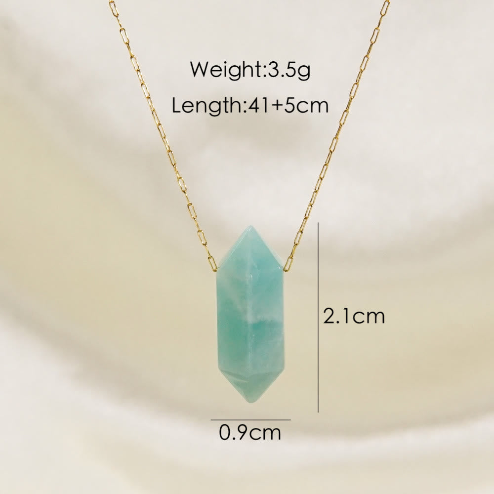 Olivenorma Crystal Double Point Pendant Titanium Steel Necklace