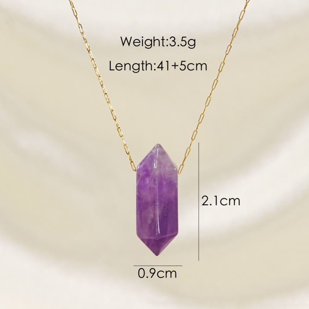 Olivenorma Crystal Double Point Pendant Titanium Steel Necklace