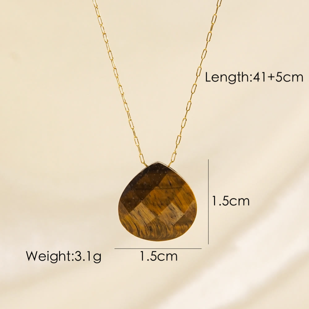 Olivenorma Natural Crystal Faceted Water Drop Pendant Necklace