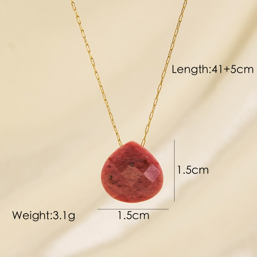 Olivenorma Natural Crystal Faceted Water Drop Pendant Necklace